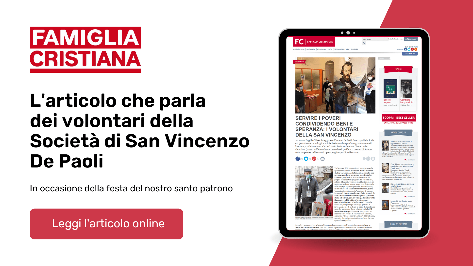 Famiglia Cristiana dedica un articolo ai volontari della Società di San Vincenzo De Paoli (Alessandro Ginotta)