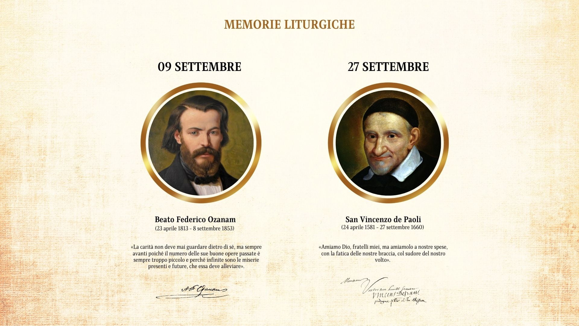 Memorie liturgiche di Federico Ozanam e San Vincenzo